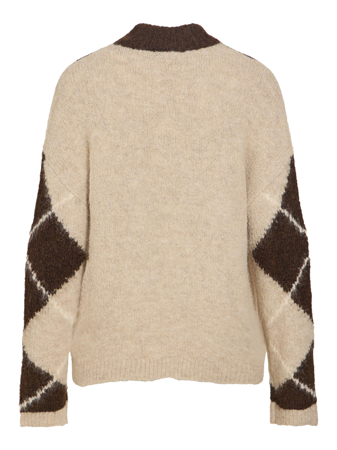 Vitoria High Neck Check striktrøje – Natural Melange